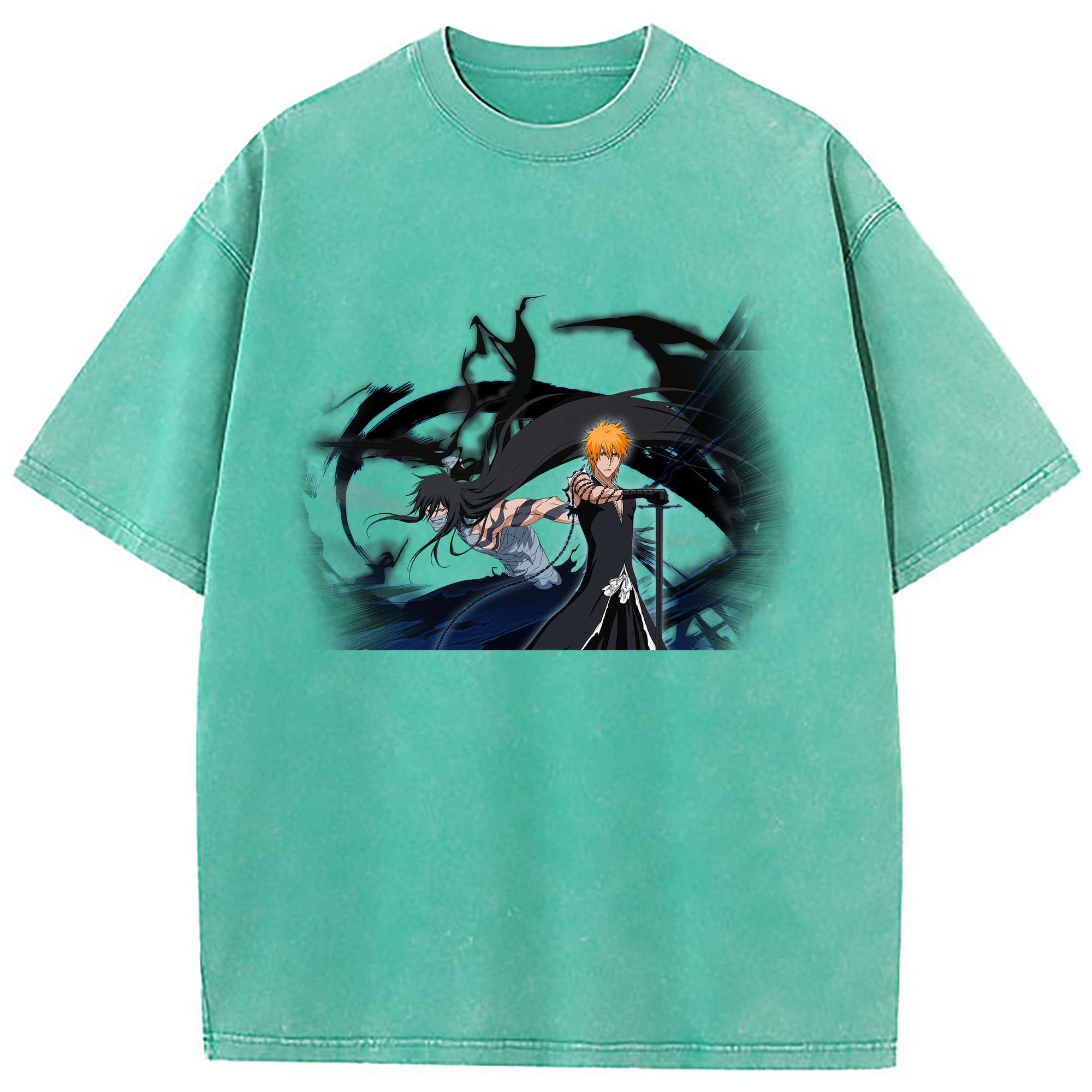 （画像用） ブリーチ 黒崎一護（くろさき いちご）BLEACH Kurosaki Ichigo 綿100% ヴィンテージ風 半袖Tシャツ（フロントプリント）